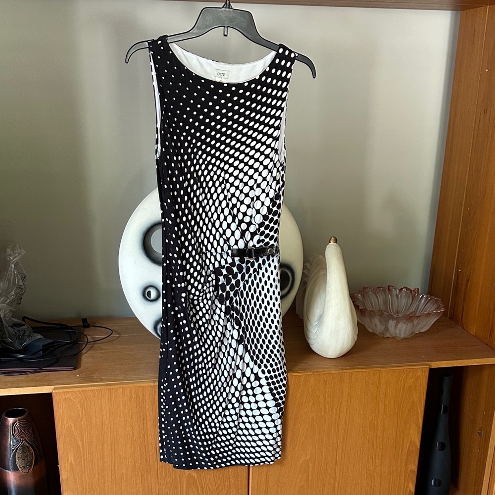 Cache Black and White Polka Dot Mini Dress